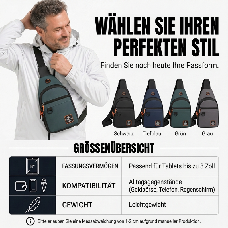 UrbanPack™ – Wasserdichte Umhängetasche mit mehreren Fächern