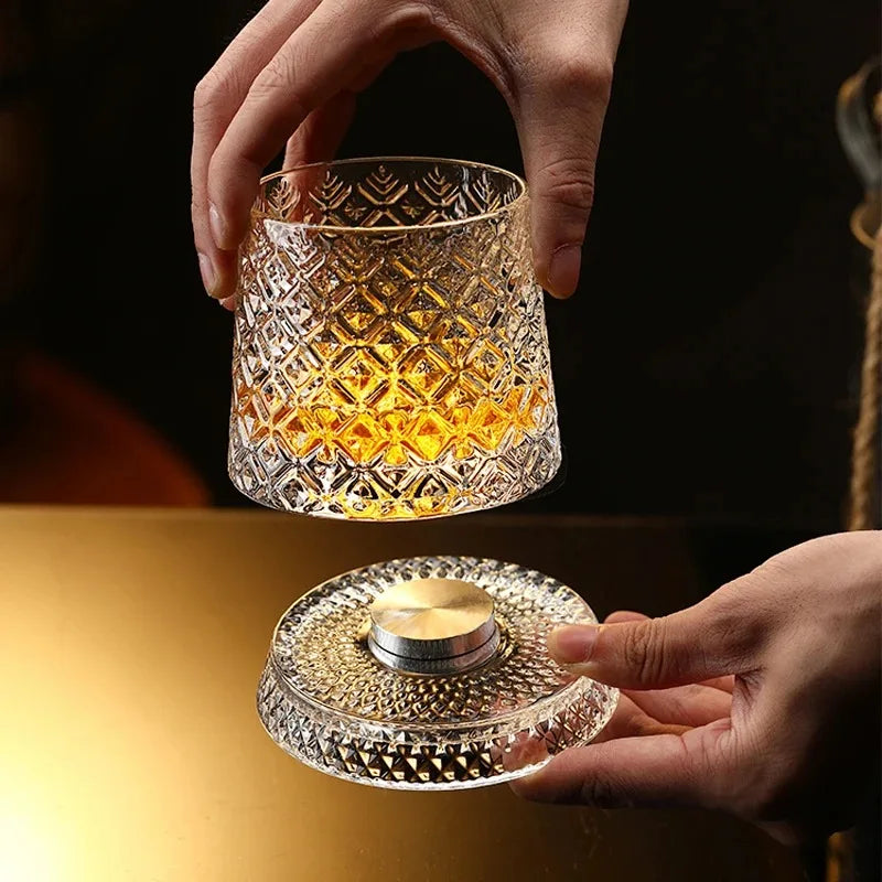 ArtZ® Tokyo Crystal Spinning Whiskey Glass and Base